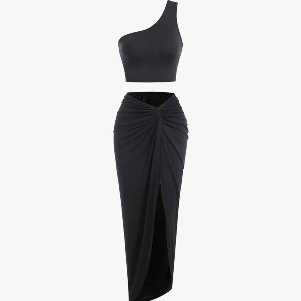 ZAFUL Women’s 2 Pieces Skirt with Crop Tank, High-Slit Twist Skirt Set